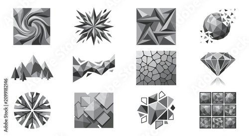 Konstfotografi Abstract geometric 3D shapes and low poly patterns.