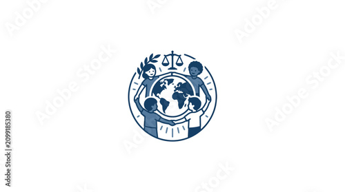 Global Human Rights and Unity Badge Vector