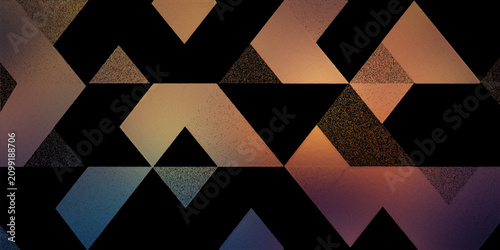 Принти на полотні Geometric pattern background with triangular shapes and gradient color shift on black