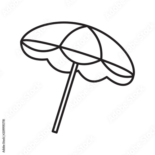 Outline vector icon of a beach umbrella for summer vacation.
