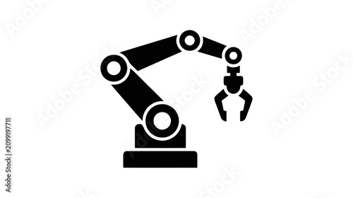 Vector illustration of industrial robotic arm icon on a transparent background