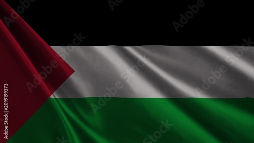 Realistic Palestine Flag Waving in Wind 4K Loop Animation, Palestinian National Flag Background