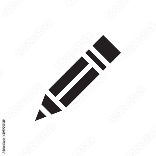 Pencil icon flat black silhouette on a white background for design applications