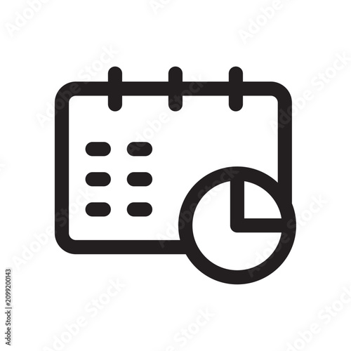 Calendar and clock icon black outline on a white background for scheduling concepts