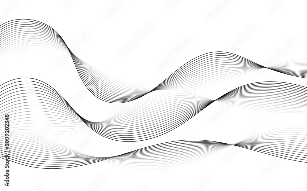 Fototapeta premium Minimalist black and white line wave curve abstract vector background