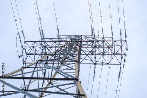 Obraz na plátně Electric Tower Metal Structure Ground Perspective