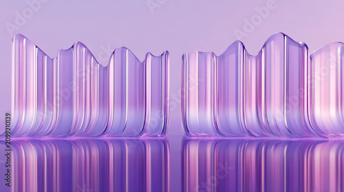 Glossy Glass Voice Waveform Sculpture Isolated on White Background