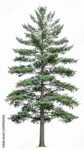Isolated Eastern White Pine Tree Cutout on White Background