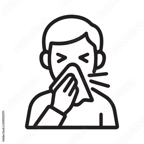Sneezing Person Line Icon