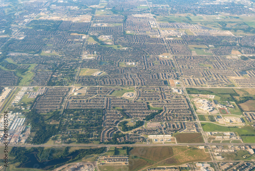 Suburban Grid: High-Altitude Aerial View of Master-Planned Neighborhoods and Urban Sprawl near Dallas, Texas