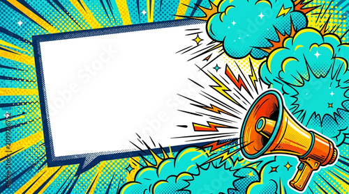 фотографія Vibrant comic book style illustration of a megaphone.