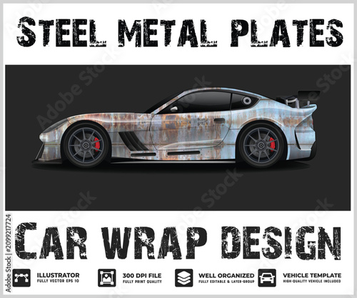 Rusty Steel Metal Plates Car Wrap Design
