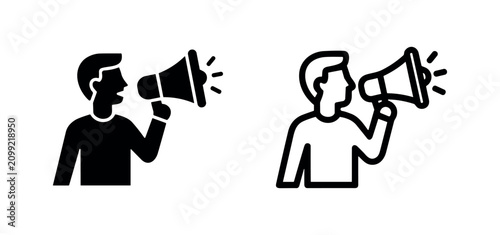 Cuadro en lienzo Person speaking into megaphone icon