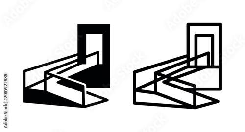 Photography Stairs Illusion Icon Set