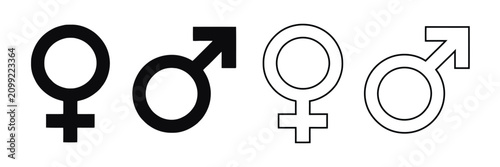 Male and female gender vector symbol set with restroom signs gender identity icons toilet symbols human silhouette