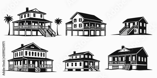 Photos Set of ten black and white beach house with gable roofs and dormers dormer windo