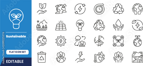 Canvastavla Sustainable living icon set eco friendly concepts for design and infographics