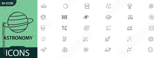 Obraz na plátně Astronomy icon set space exploration celestial bodies and scientific concepts