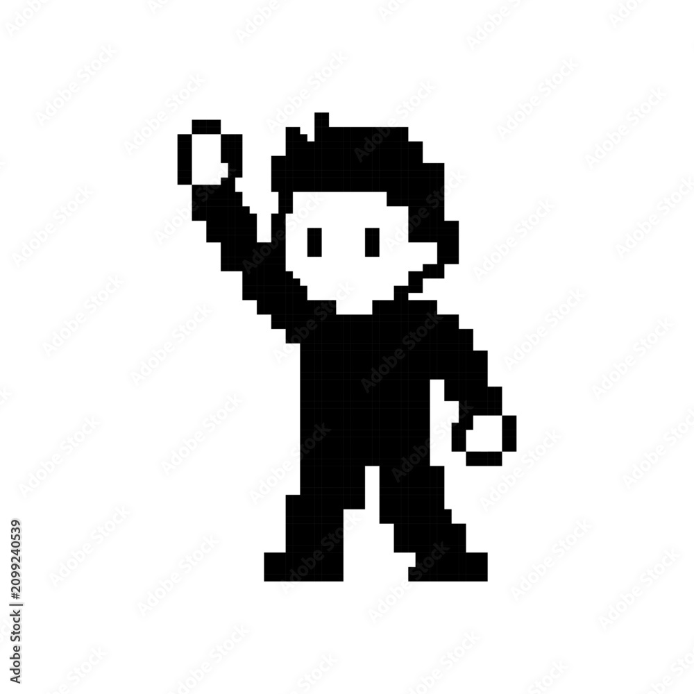 Fototapeta premium Pixel art boy waving hand