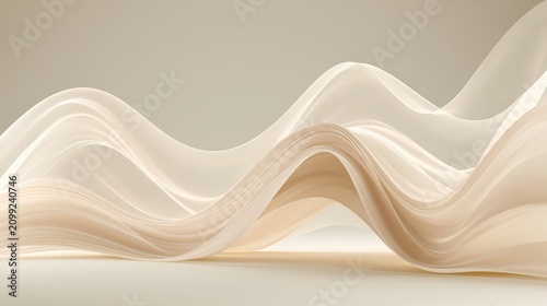 Silky white wave fabric background with smooth flowing curves