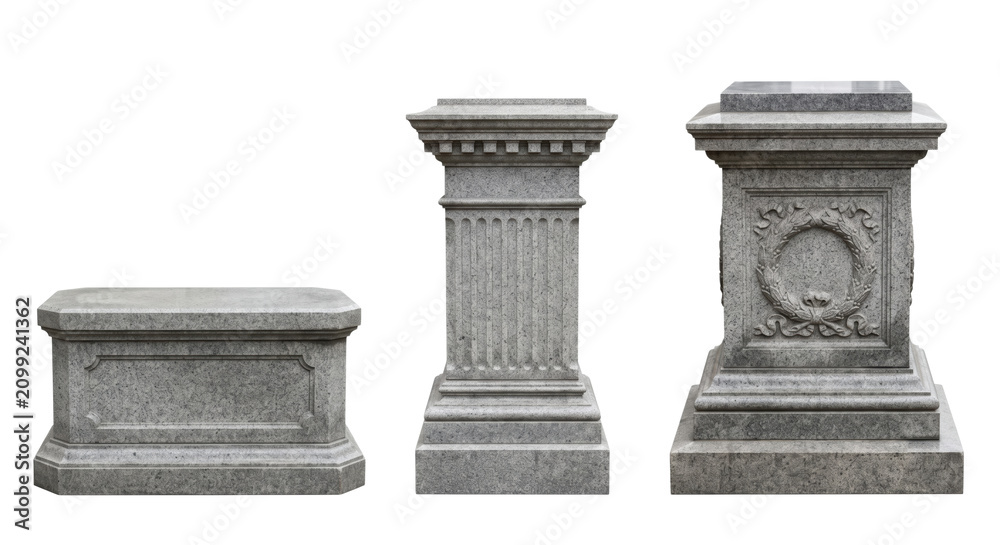 Naklejka premium Classic stone pedestals and display plinths set