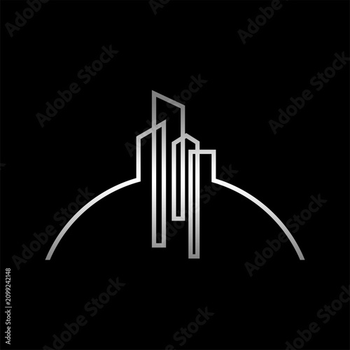 Modern City Skyline Graphic Design Element.