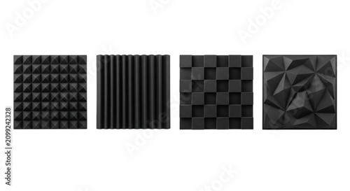 Foto Black acoustic foam soundproofing panels set