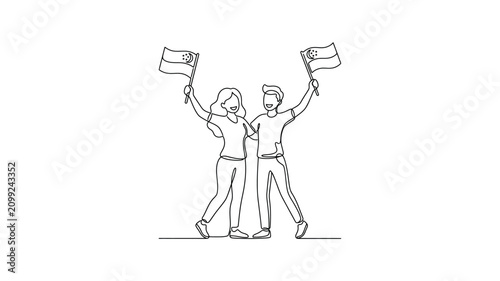 Tableau sur toile Two people holding up papers together.