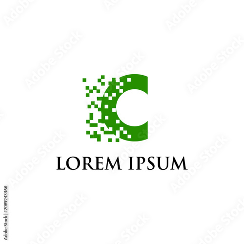 Green Letter C Pixel Art Logo.