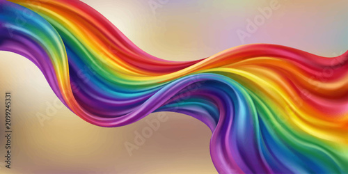 Принти на полотні Abstract Colorful Rainbow Wave Background with Flowing Light Curves Fractal Swir