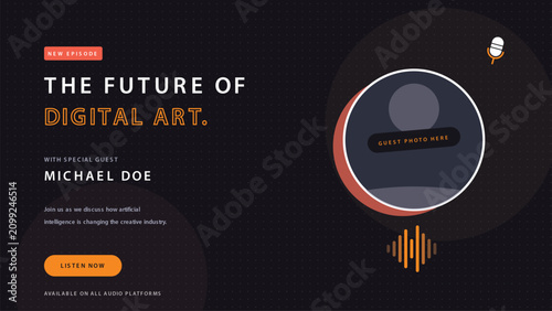 Bild auf Leinwand Podcast Cover Future of Digital Art Minimalist Dark Theme Graphic for Audio Stre