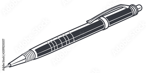 Foto Set of 14 mechanical pencils with black grips and silver bodies on white backgro