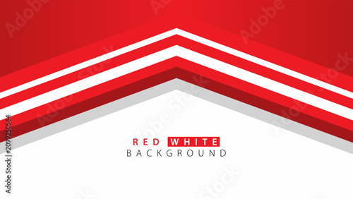 Symmetrical red and white chevron background with geometric arrow stripes. Ideal for Indonesian Independence Day, business presentations, card designs, and patriotic themes
