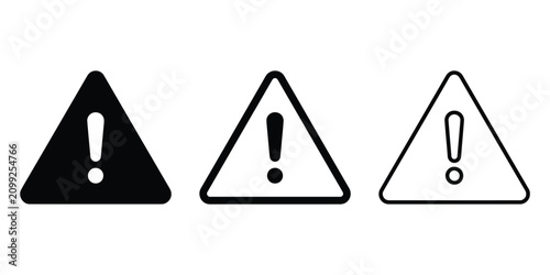 Obraz na płótnie Warning sign with exclamation mark sign icon silhouette vector outline and line