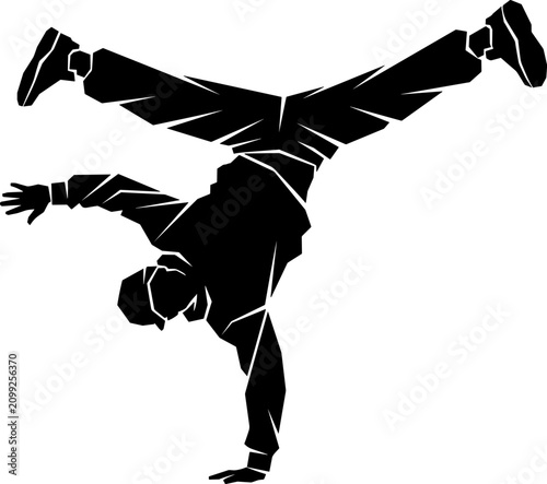 Cuadro en lienzo Silhouette vector of a breakdancer performing an energetic handstand freeze move