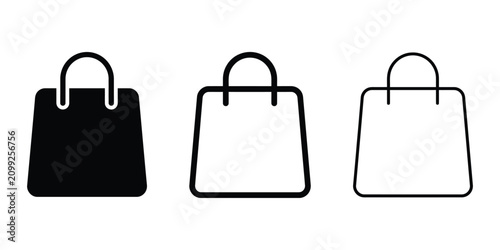 Canvastavla Shopping bag icon silhouette vector outline and line art