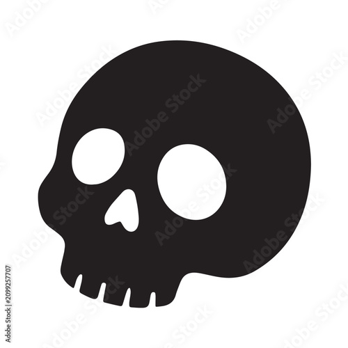 Fotografija Human Skull Black Silhouette Halloween Vector Icon