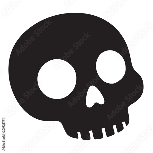 Fotografija Human Skull Black Silhouette Halloween Vector Icon