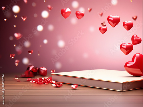red heart on a book
