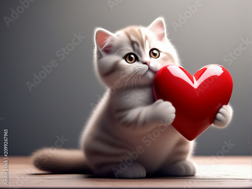 cat with heart