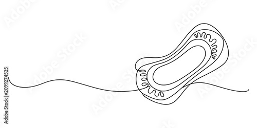 Obraz na plátně continuous one line drawing of a feminine sanitary pad on a wavy line