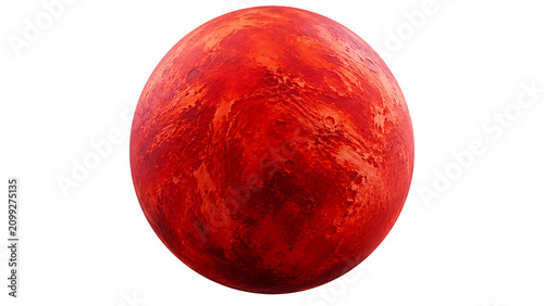 Obraz na płótnie Detailed realistic red planet isolated on solid white background