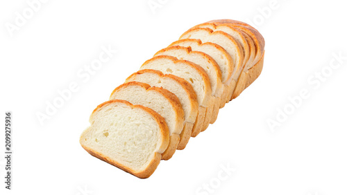 Freshly baked sliced long loaf of French bread isolated on transparent background