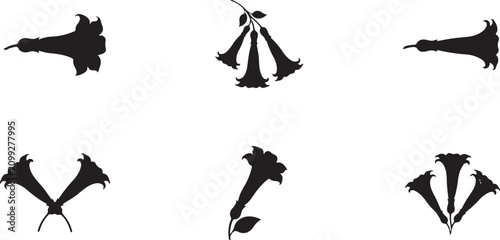 Photography angel trumpet silhouette vector icon. square type Bundle