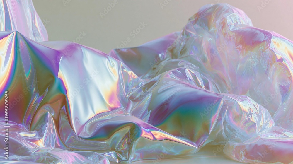 Obraz premium Abstract digital art piece that appears to be made of a shiny, iridescent material.