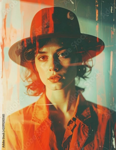 Artistic portrait of a woman wearing a wide hat.