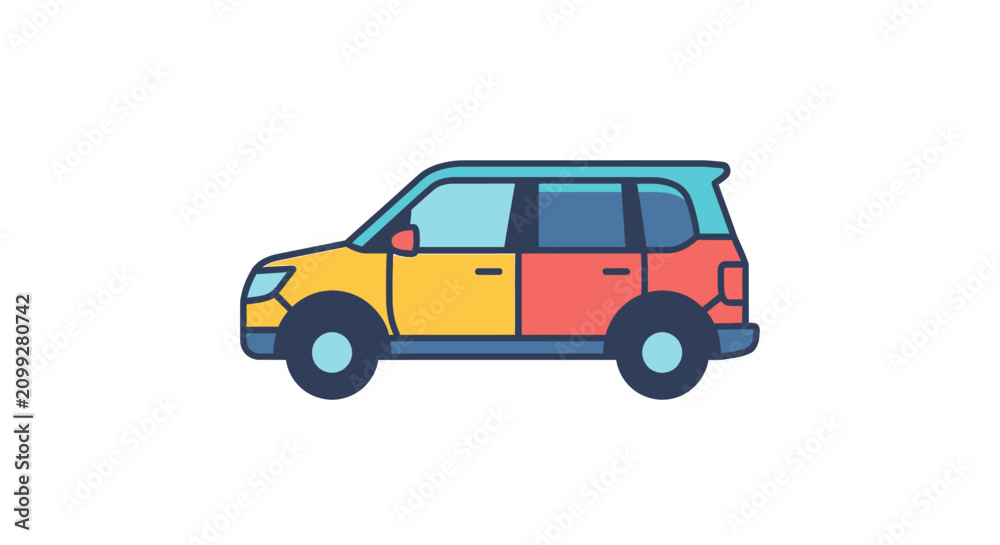 Obraz premium Colorful SUV Vehicle Side View.