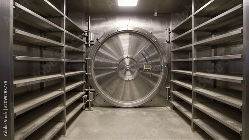 Completely Empty Shelves Inside Massive Bank Vault