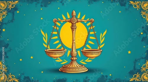 Detailed digital illustration of the zodiac Libra Kazakhstan