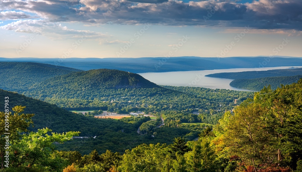 Fototapeta premium view of beacon landscape from beacon mountain hudson valley new york